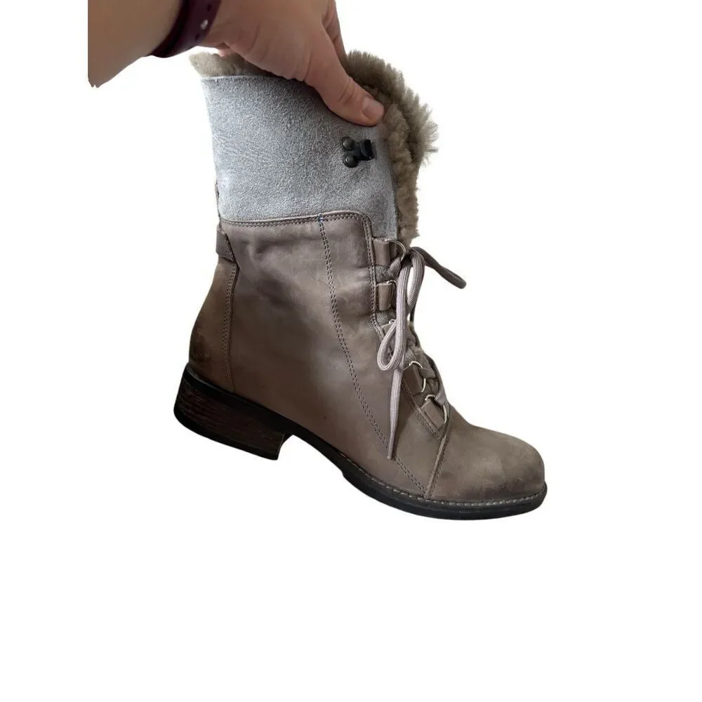Luxe De Leon‎ Aura Leather Boot size 10 Smoke Gray